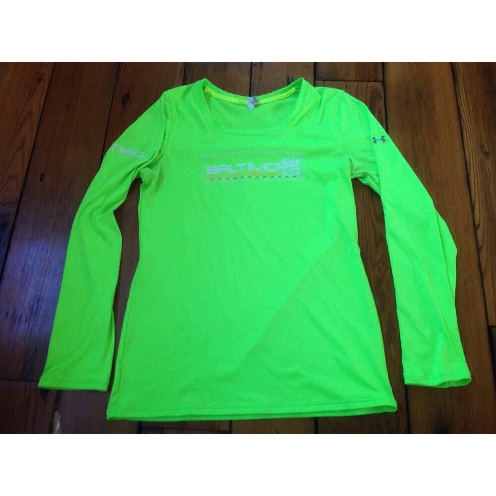 Under Armour Baltimore Running Festival 2013 Green Neon High Visibility Shirt S